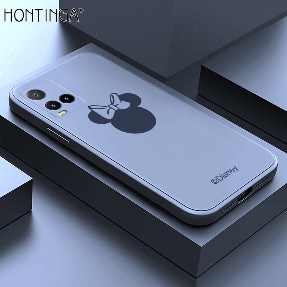 Hontinga for Vivo Y21S Case Cartoon Mouse Phone Case Soft Square Edge Silicone Cases Full Lens Cover Shockproof Protection Cover