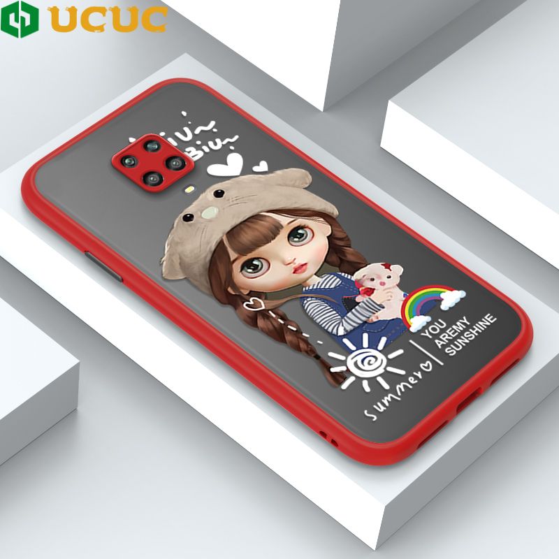 UCUC for Redmi Note 9S / Note 9 Pro / Note 9 Pro Max / Xiaomi Poco M2 Pro Back Cover Rainbow Lovely Girls Frosted Transparent Hard Phone Case Thin Shockproof Full Cover Camera Protect Case