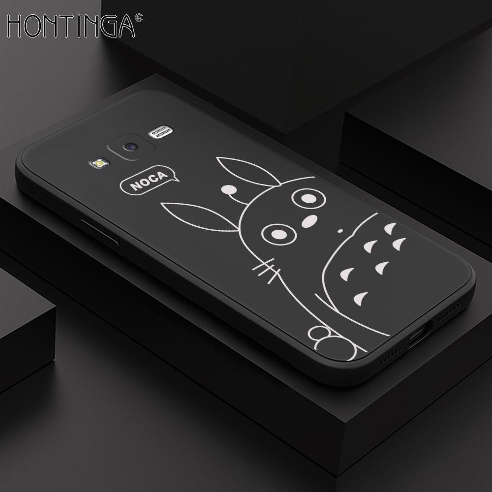 Hontinga for Samsung Galaxy J7 2015 / J7 Core Case Cartoon Cute Totoro Pattern Back Cover Soft Square Edge Liquid Silicone Phone Cases