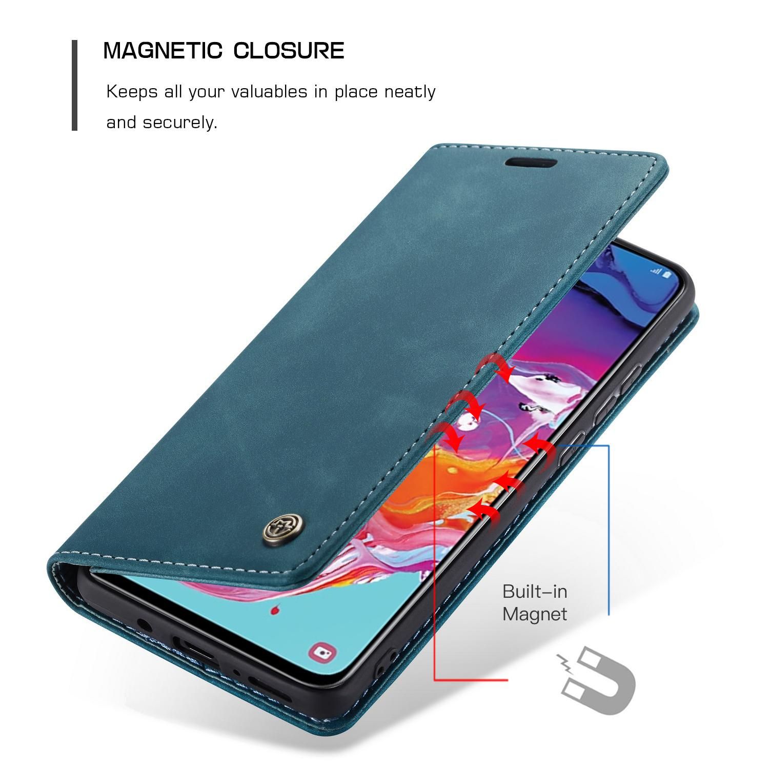 360 Leather Case for Samsung A20 A30 A40 A50 A70 A80 A90 Luxury Retro Magnetic Phone Case Card Holder Wallet Cover