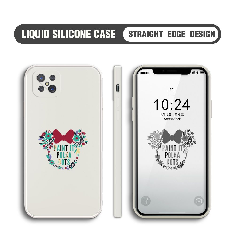 BILI for OPPO Reno4 Z 5G Back Cover Flowers Minnie Multicolor Liquid Silicone Phone Case Soft Square Lens Protection Phone Cases