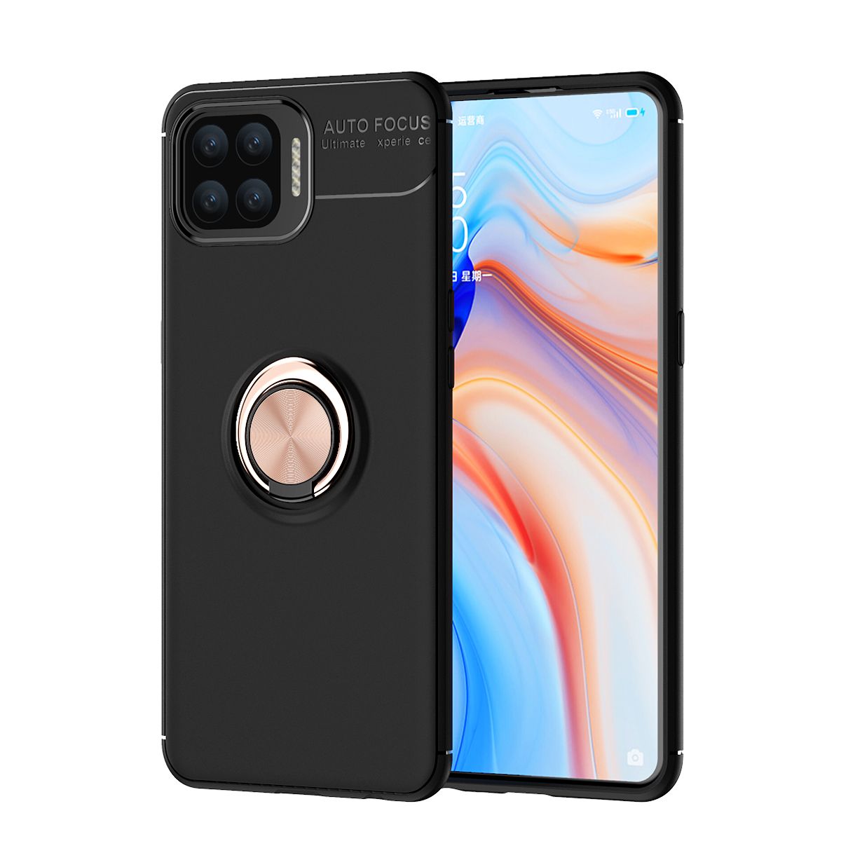 For Samsung OPPO F17 Pro 360 Degree Rotating Ring Clip Holder Case (Compatible with Magnetic Car Mount) Resilient TPU Drop Protection Armor Protective Case Cover