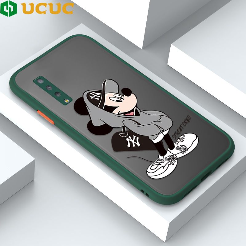 UCUC for Samsung Galaxy A7 2018 A750 Back Cover Handsome Mouse Frosted Transparent Hard Phone Case Thin Shockproof Full Cover Camera Protect Case