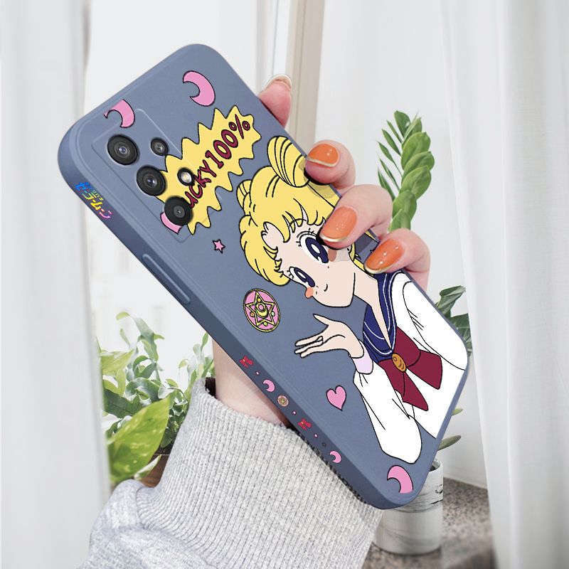 AMORVOR for Samsung Galaxy A32 4G Back Cover Anime Super Sailor Moon Side design Soft Case Liquid Silicone Phone Cases