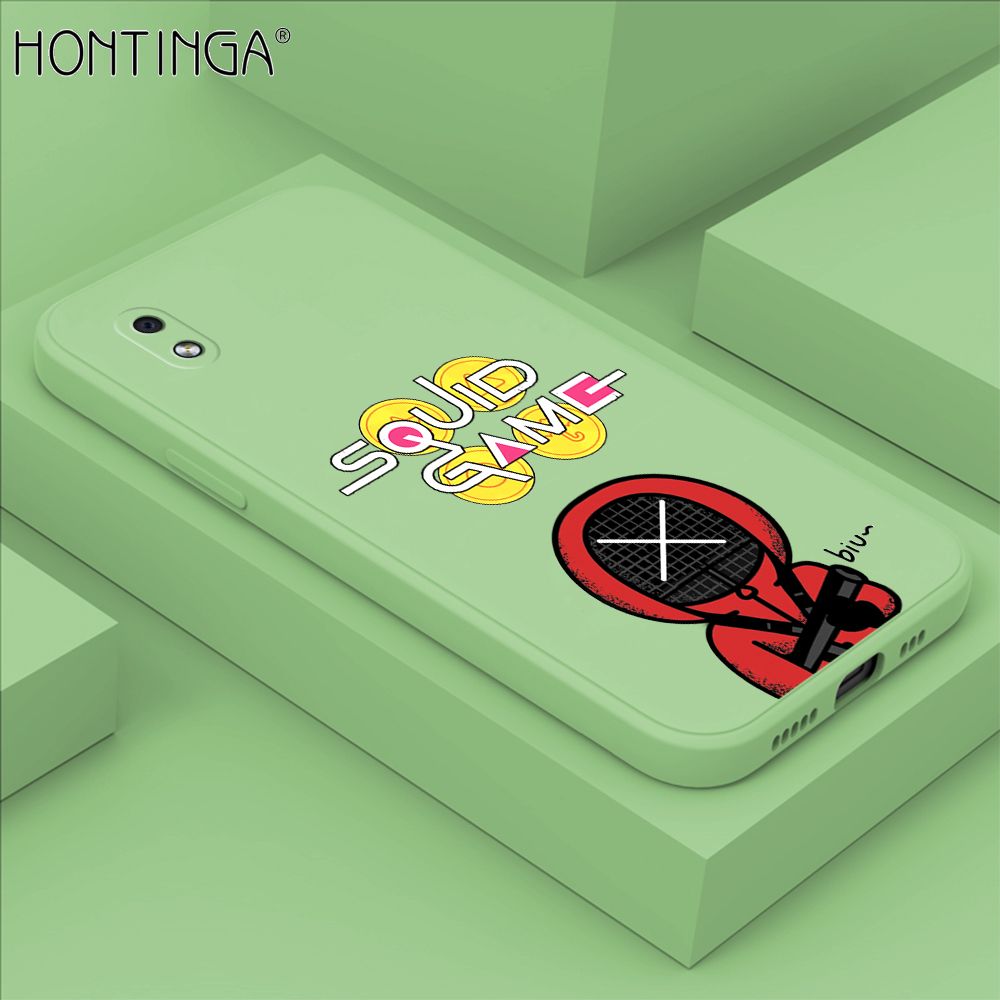 Hontinga for Samsung Galaxy A01 Core Case Fashion Cartoon Electric Baton Judge Role Phone Cover Square Liquid Silicone Trend Phone Case