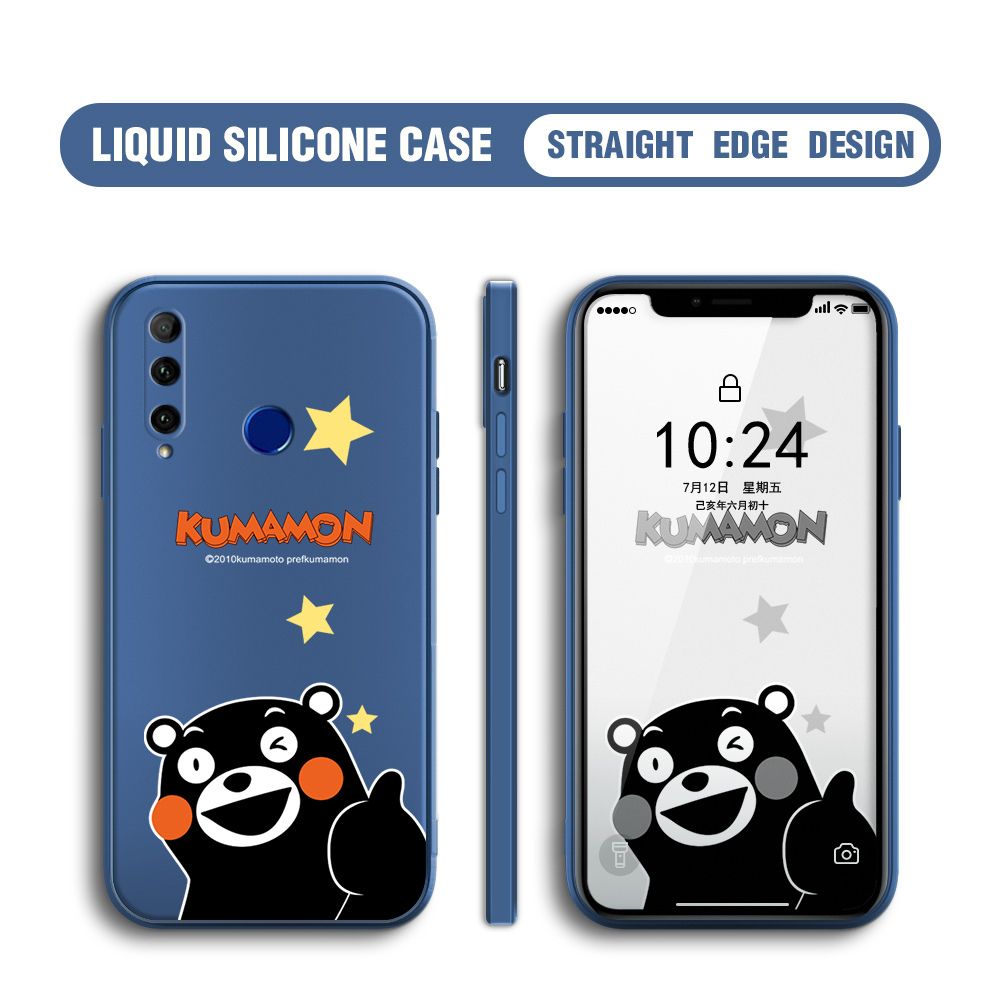 BILI for Honor 20 Lite / P Smart Plus 2019 / 10I / 20I Back Cover Black Bear Multicolor Liquid Silicone Phone Case Soft Square Lens Protection Phone Cases