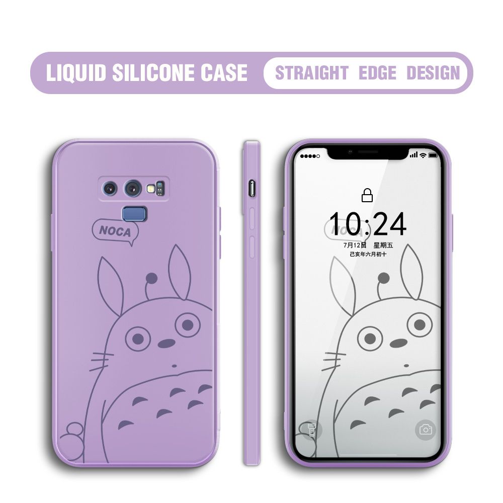 BILI for Samsung Galaxy Note 9 Back Cover Lovely Totoro Multicolor Liquid Silicone Phone Case Soft Square Lens Protection Phone Cases