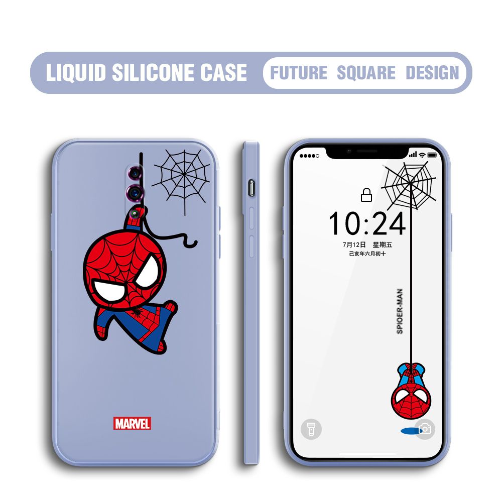 BILI for OPPO Reno Back Cover Little Spiderman Multicolor Liquid Silicone Phone Case Soft Square Lens Protection Phone Cases