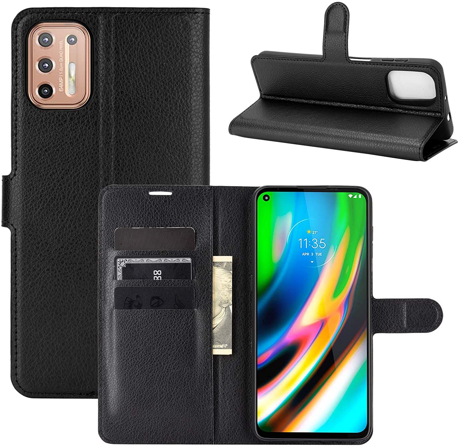 Moto G9 Plus Case,Motorola G9 Plus Case, PU Leather with Card Holder Case Wallet Flip with Stand Cover Protective Shell for Motorola Moto G9 Plus Phone Case