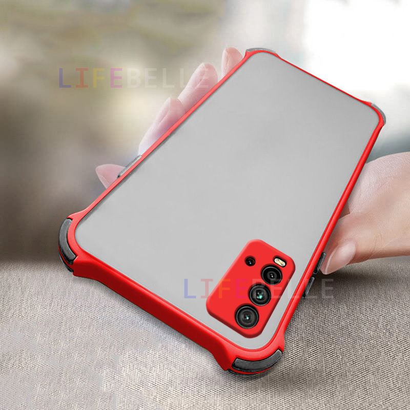 Casing for Xiaomi Redmi 9T Case, [Camera Lens Protection] Translucent Hard Plastic Matte Phone Cases Soft TPU Silicone Shockproof Bumper Protective Cellphone Casing Back Cover for Redmi9T