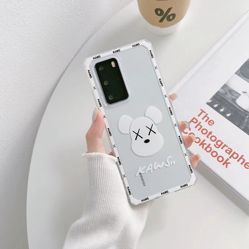 Olige Case For OPPO A54 A53 A33 A15 A15s A52 A92 A92s A9 A5 A31 F17 19 Pro Reno 6 5 Pro 4SE F9 Pro F11 Trend KAWS Bear Shockproof Camera Protection Couple Soft Phone Case 1