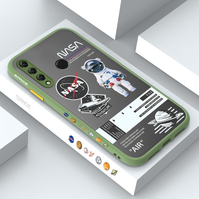 ZeroQiQi for Huawei Y9 Prime 2019 Case Creative Cartoon Astronaut Side Printed Pattern Design Phone Cover Frosted Transparent Ultra Thin Protective Phone Case