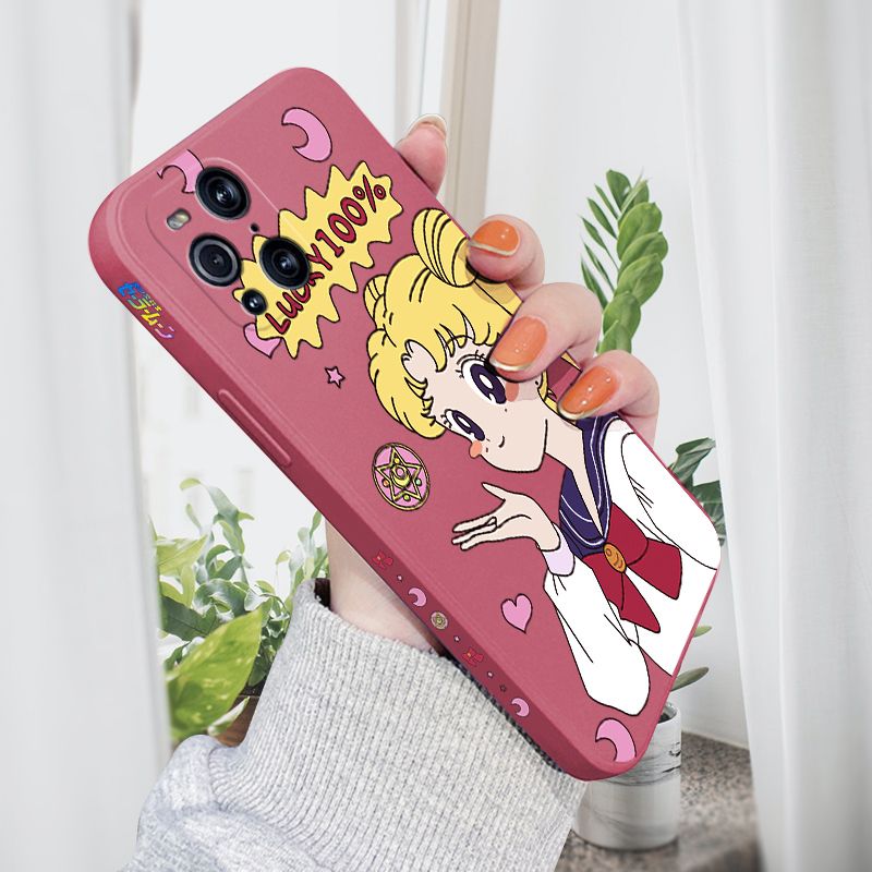 AMORVOR for OPPO Find X3/Find X3 Pro Back Cover Anime Super Sailor Moon Side design Soft Case Liquid Silicone Phone Cases