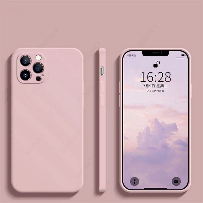 Luxury Liquid Silicone Case on For iPhone 13 11 12 Pro Max SE 2 2020 XS Max XR X 7 8 6 6S Plus Cover Soft Camera Protection Case