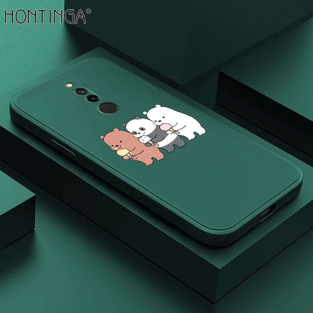 Hontinga for Redmi 8 Case Cute Cartoon Bear  Phone Case Soft Square Edge Silicone Cases Full Lens Cover Shockproof Protection Cover