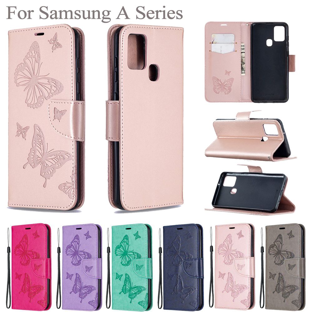 For Samsung Galaxy A01 / A11 (M11) / A21 / A21S / A31 / A41 / A51 / A71 Magnetic Flip Cover Solid color Phone Casing PU Leather Case Stand Support Wallet Phone Casing