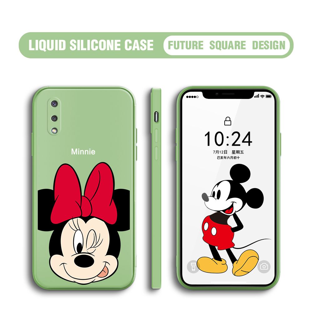 BILI for Samsung Galaxy A02 / M02 Back Cover Big Head Minnie Multicolor Liquid Silicone Phone Case Soft Square Lens Protection Phone Cases