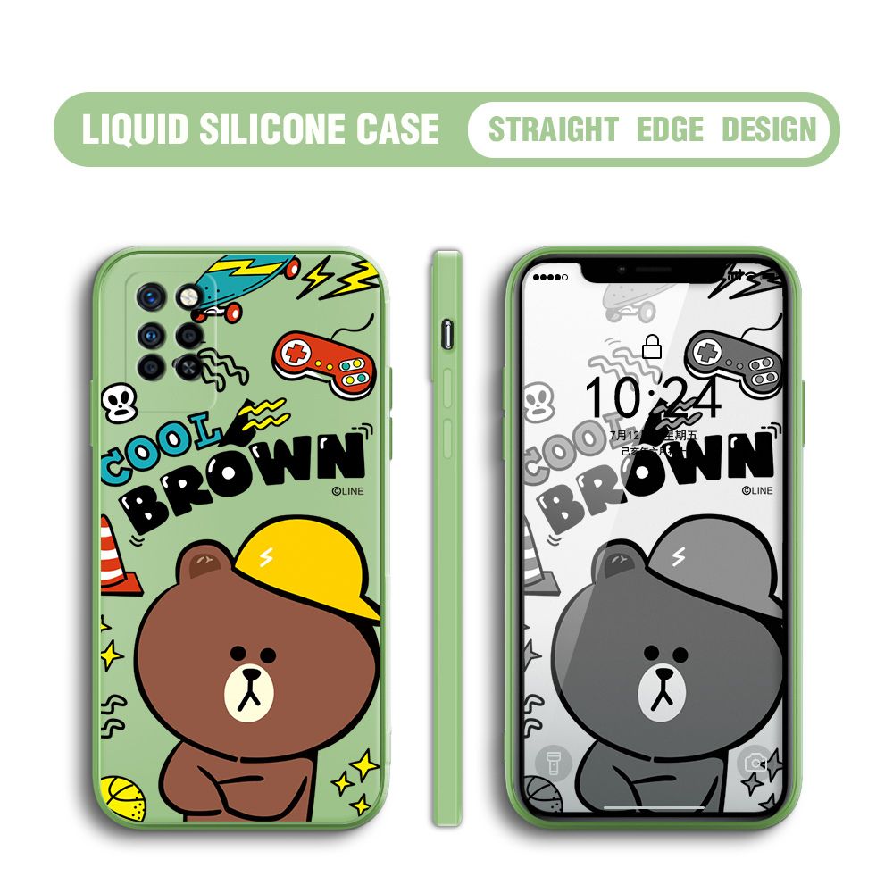 BILI for Infinix Note 10 Pro / Note 10 Pro NFC Back Cover Cool Gaming Brown Bear  Multicolor Liquid Silicone Phone Case Soft Square Lens Protection Phone Cases