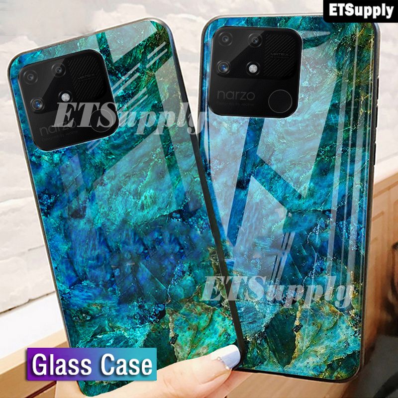 ETSupply Marble Phone Case for Redmi 10C Tempered Glass Protect Case Soft Bumper Cover for Redmi 10C