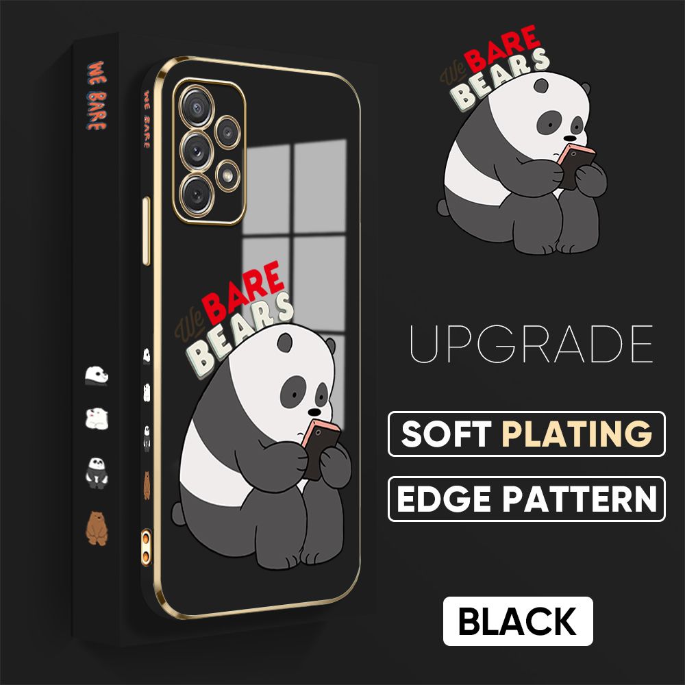 TA for Samsung Galaxy A72 / A72 5G Back Cover + Free Lanyard Panda Reading Luxury 6D Plating Case Side Pattern Soft Silicone Square Phone Cases