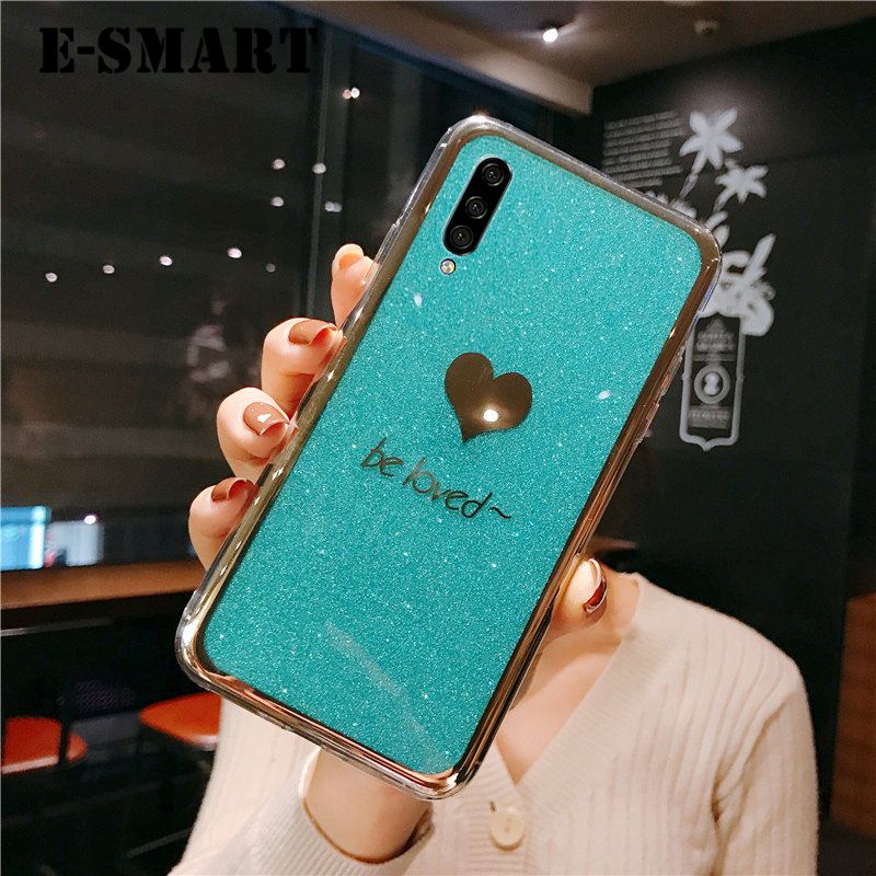For Samsung Galaxy A70 case Fashion Couple Back Cover Bling Gold Glitter Be Loved Soft Silicone Protector Cover Samsung A70 Back Cover