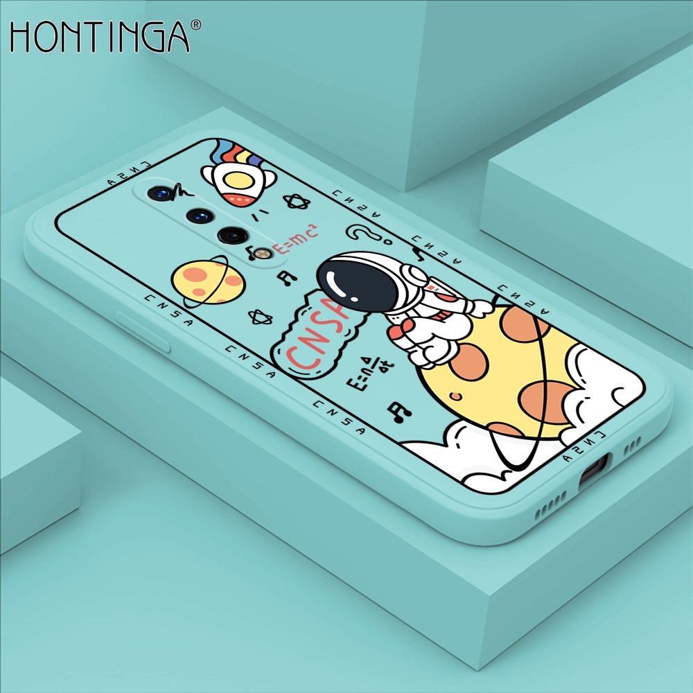 Hontinga for OnePlus 8 Case Cartoon Astronauts Phone Case Phone Case Soft Square Edge Silicone Cases Full Lens Cover Shockproof Protection Cover