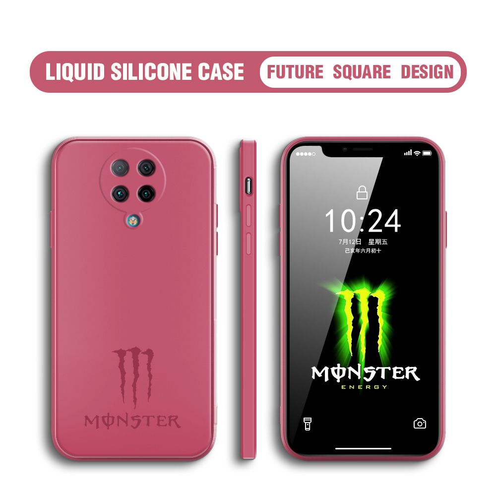 Hontinga for Xiaomi Redmi K30 Pro Case Fashion Monster Energy Silicone Square Edge Phone Cases Full Cover Camera Shockproof Protection Rubber Case