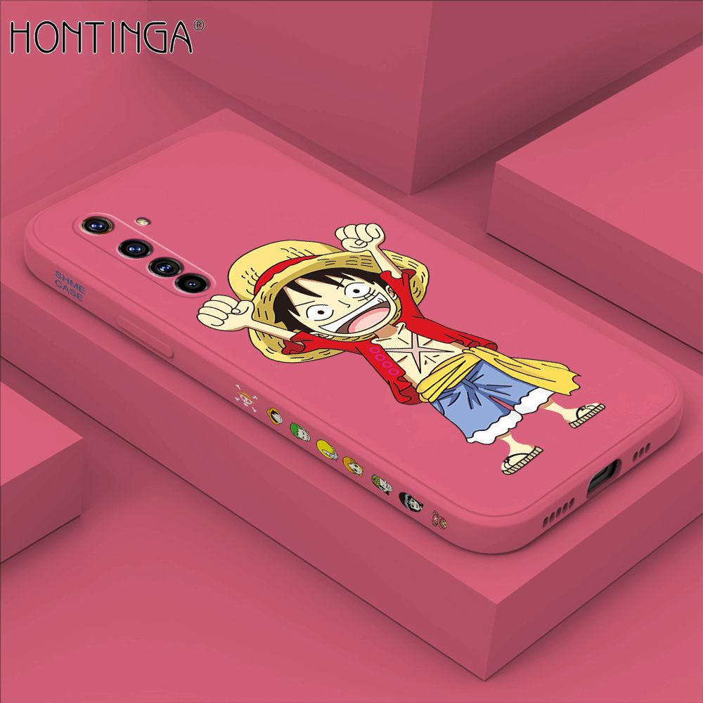Hontinga for Realme X50 Pro 5G Case Side Design Anime Cartoon Luffy Back Cover Soft Square Edge Pattern Liquid Silicone Trend Phone Cases