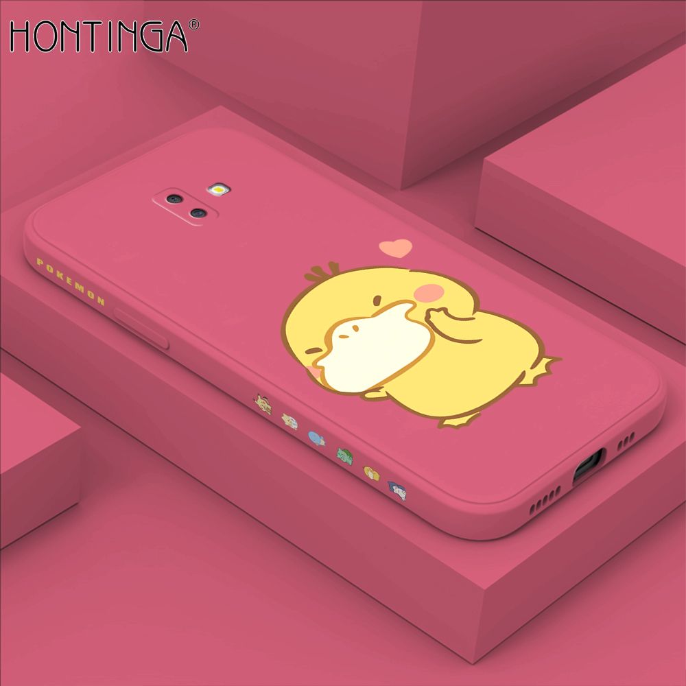 Hontinga for Samsung J6 Plus 2018 Case Side Design Trendy Cartoon Sign Back Cover Soft Square Edge Pattern Liquid Silicone Phone Cases