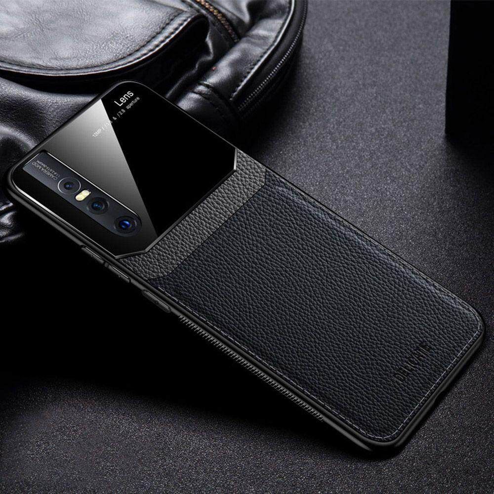 For VIVO X21 UD Business Slim Hybrid Leather TPU Bumper Glass Lens Protective Case Cover