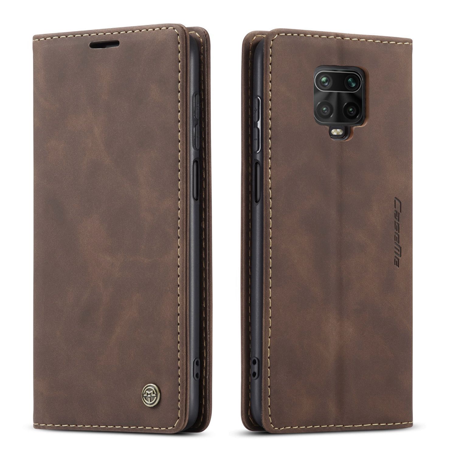 For Xiaomi Redmi Note 9 Pro Retro PU Leather TPU Inner Wallet Case Card Slots Magnetic Closure Flip Stand Casing Cover