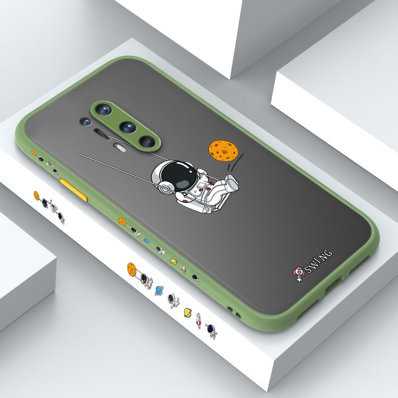 ZeroQiQi for OnePlus 8 Pro Case Astronaut Swinging Side Printing Cover Frosted Ultra Thin Protective Anti Fall Phone Case