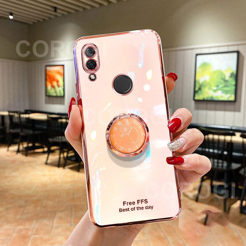For Huawei Nova 3i Cover + Ring Holder Ultra Thin Shiny Plating Bumper Stand Phone Case Soft TPU Silicone Shockproof Protective Back Cover