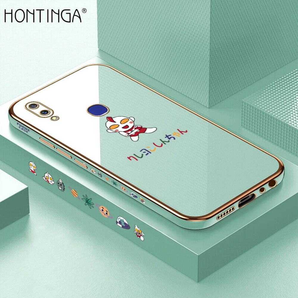 Hontinga for Vivo V11I Case Luxury 6D Plating Cartoon Anime Hero Side Pattern Soft Back Cover Silicone Square Phone Cases