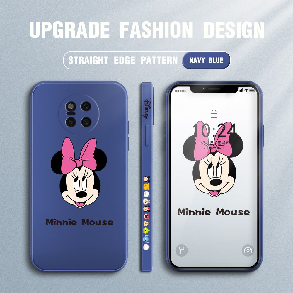 Jizetin for Huawei Mate 20 Pro Case Minnie Mickey Mouse Design Side Design Phone Case Square Edge Pattern Liquid Silicone Cases Full Cover Camera Shockproof Protective Case