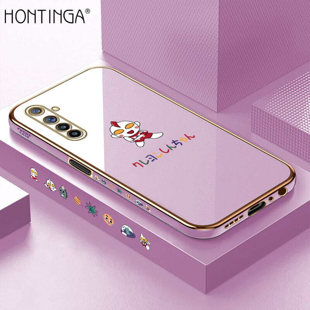 Hontinga for Realme 6 Pro Case Luxury 6D Plating Cartoon Anime Hero Side Pattern Soft Back Cover Silicone Square Phone Cases