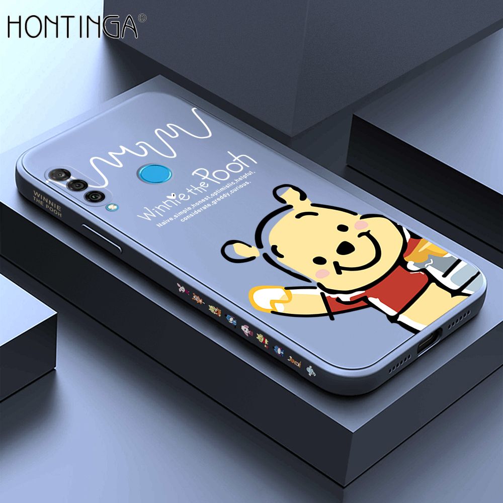 Hontinga for Huawei P30 Lite / Nova 4E Case Side Design Hello Little Bear Back Cover Soft Square Edge Pattern Liquid Silicone Trend Phone Cases