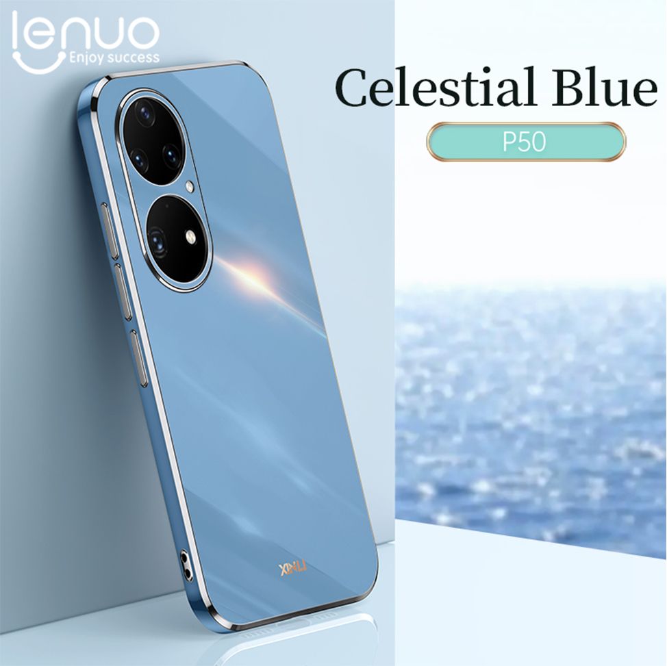 Luxury 6D Plating Soft Casing Silicone Square Frame Phone Case For Huawei P50 / P50e Phone Case Shiny Bling Back Cover Coque