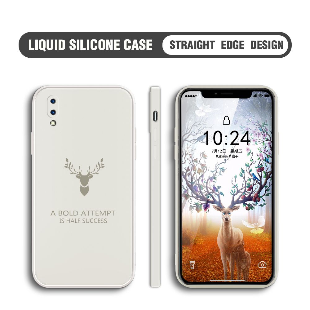 Hontinga for Vivo Y93 Case Soft Silicone Square ELK Deer Reindeer Phone Cases Full Cover Camera Shockproof Protection Rubber Case