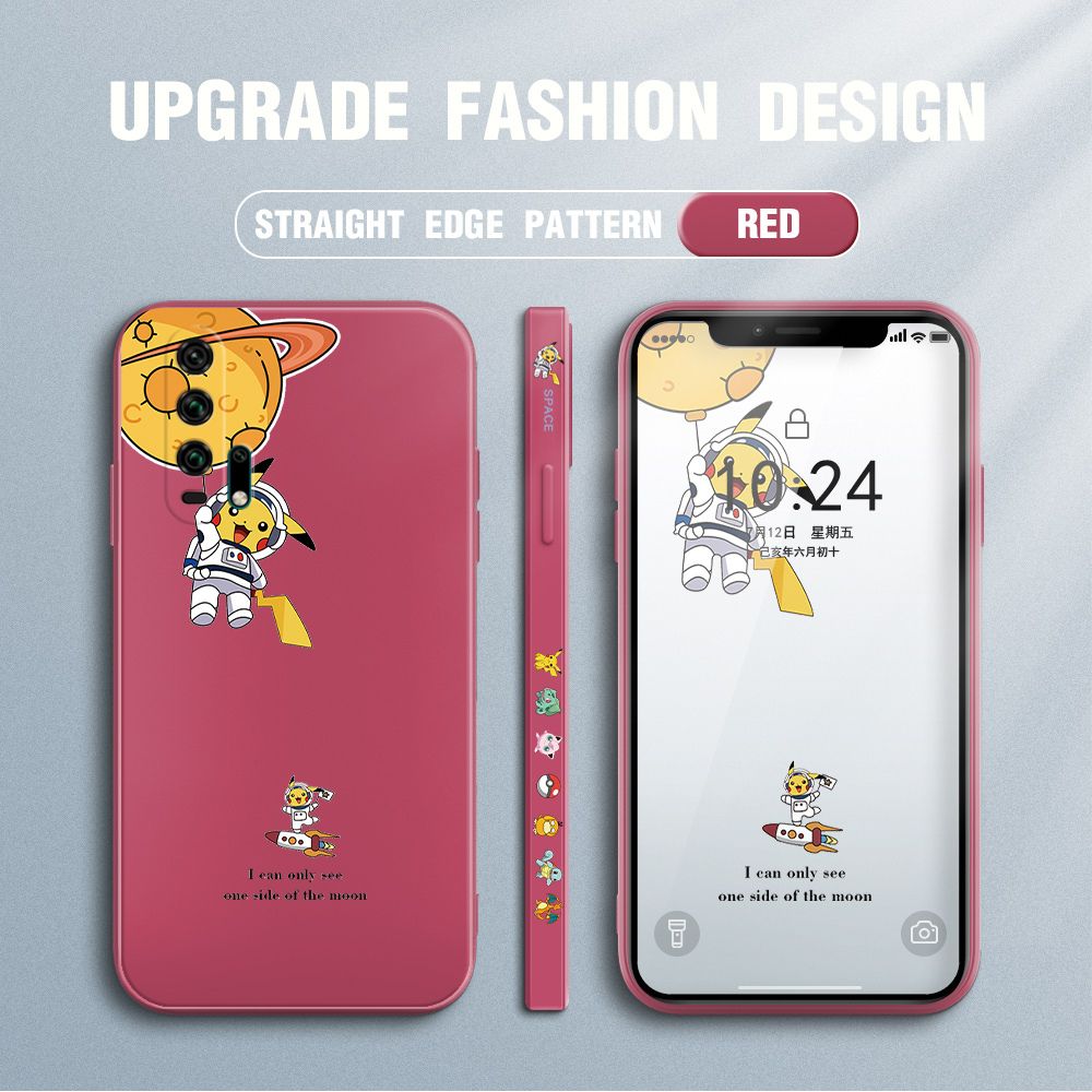 Jizetin for Honor 20 Pro Case Side Design Phone Cover Cute Astronaut Pikachu Cover Square Edge Pattern Liquid Silicone Trend Case