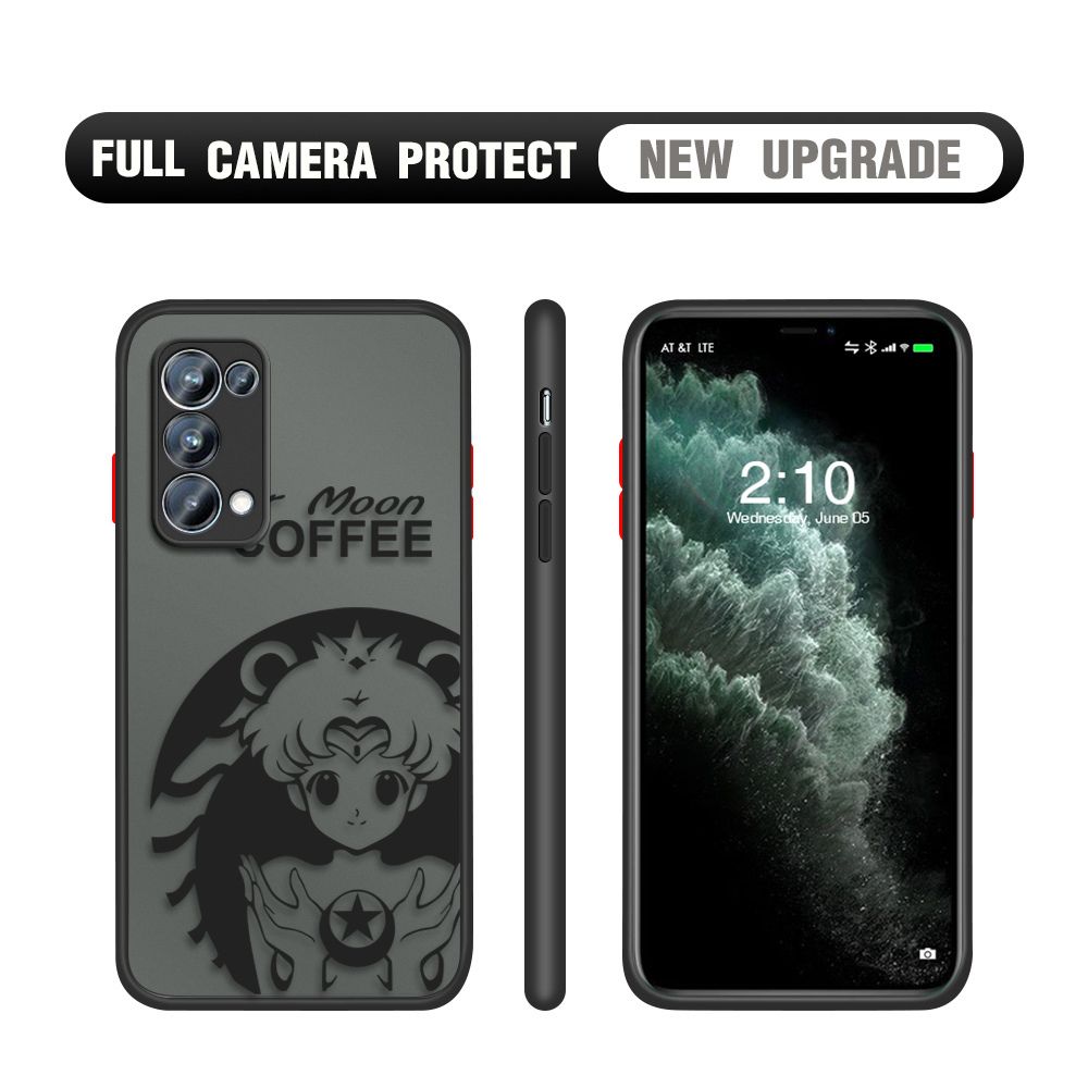 Hontinga for OPPO Reno 5 Pro 5G Case Sailor Moon Cases Edge Frosted Transparent Phone Cover
