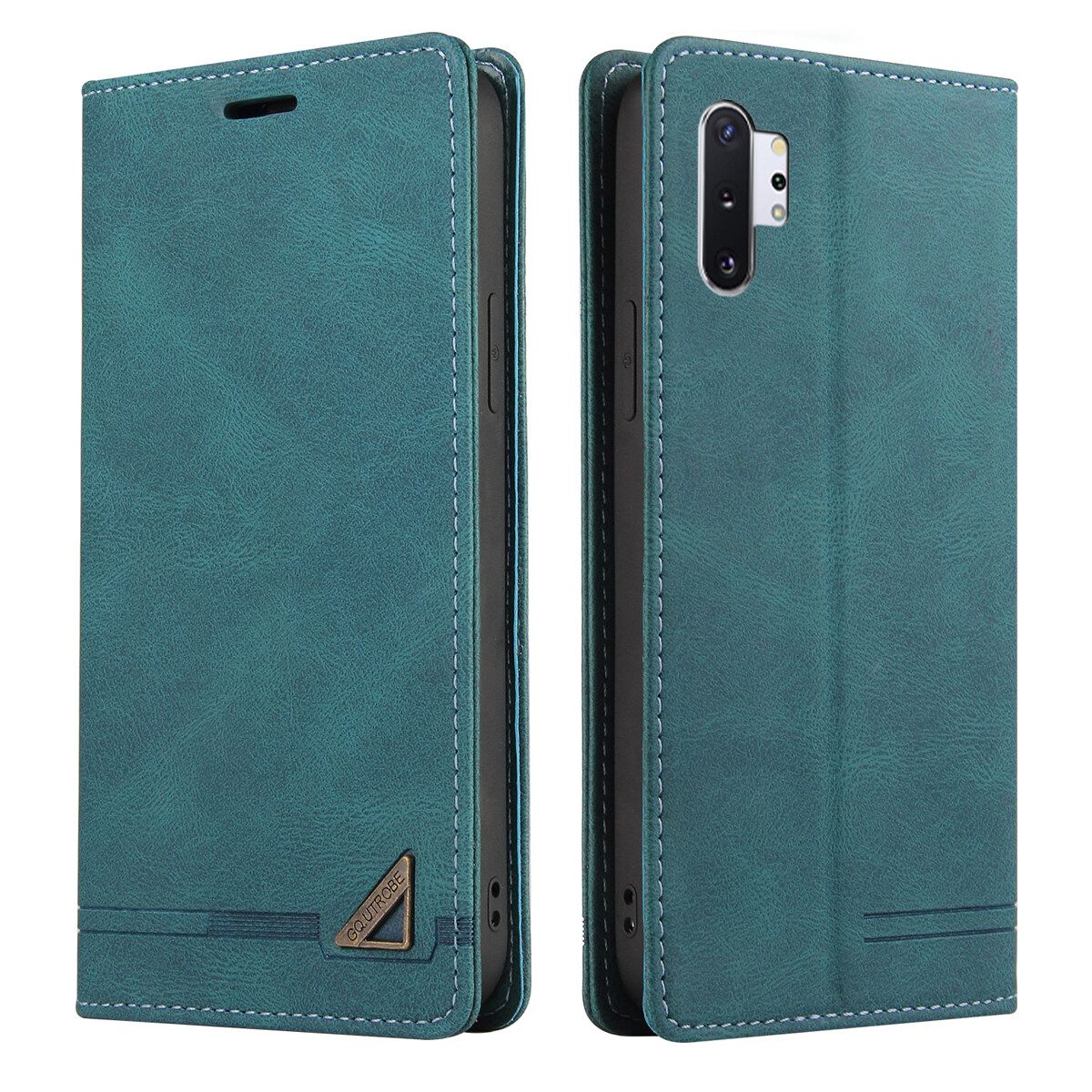 For Samsung Galaxy Note10-/Galaxy Note10 Plus Retro Anti-theft Brush Wallet Foldable Built-in Card Slot and Magnetic Closure Protective Case