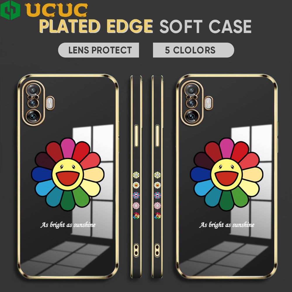 UCUC for Xiaomi Poco F3 GT Case Color Sun Flower Luxury 6D Plating Soft Casing Silicone Ultra Thin Phone Cover