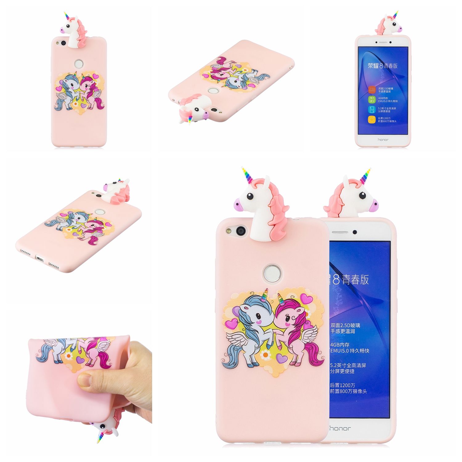 Yfashion For HUAWEI P8 lite 2017 3D Cute Coloured Painted l PU Anti-scratch Non-slip Protective Cover Back Case