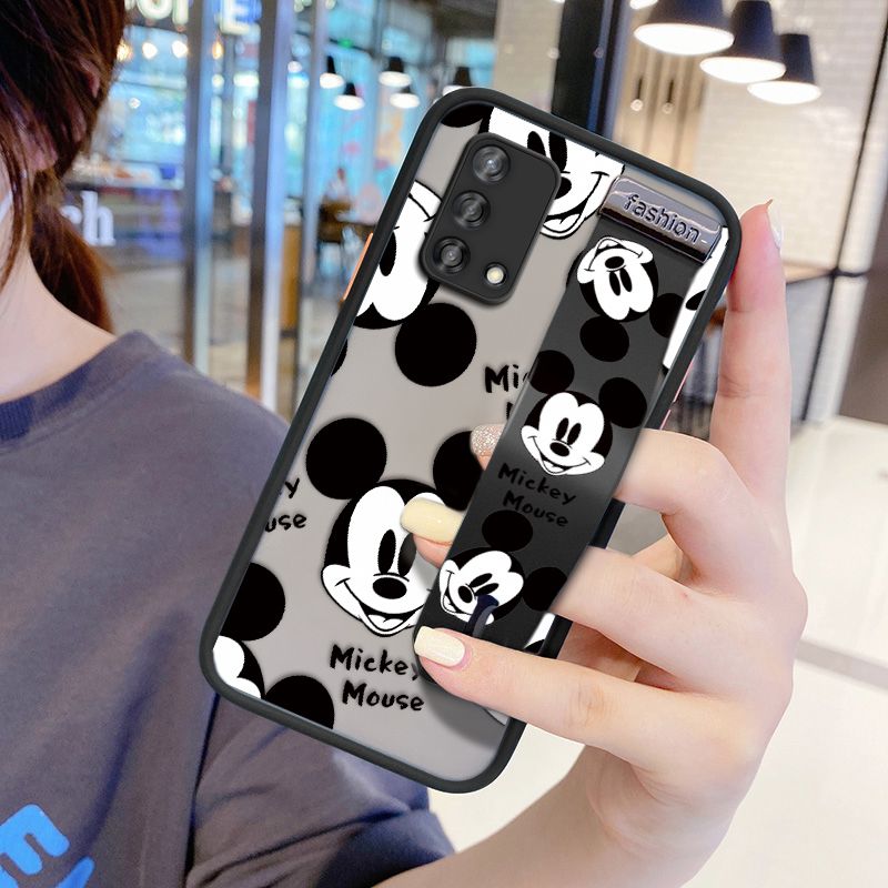 UCUC for OPPO A74 Wrist Strap Case Cute Mouse Avatar Wristband Printing Cover Shockproof Ultra Thin Phone Case