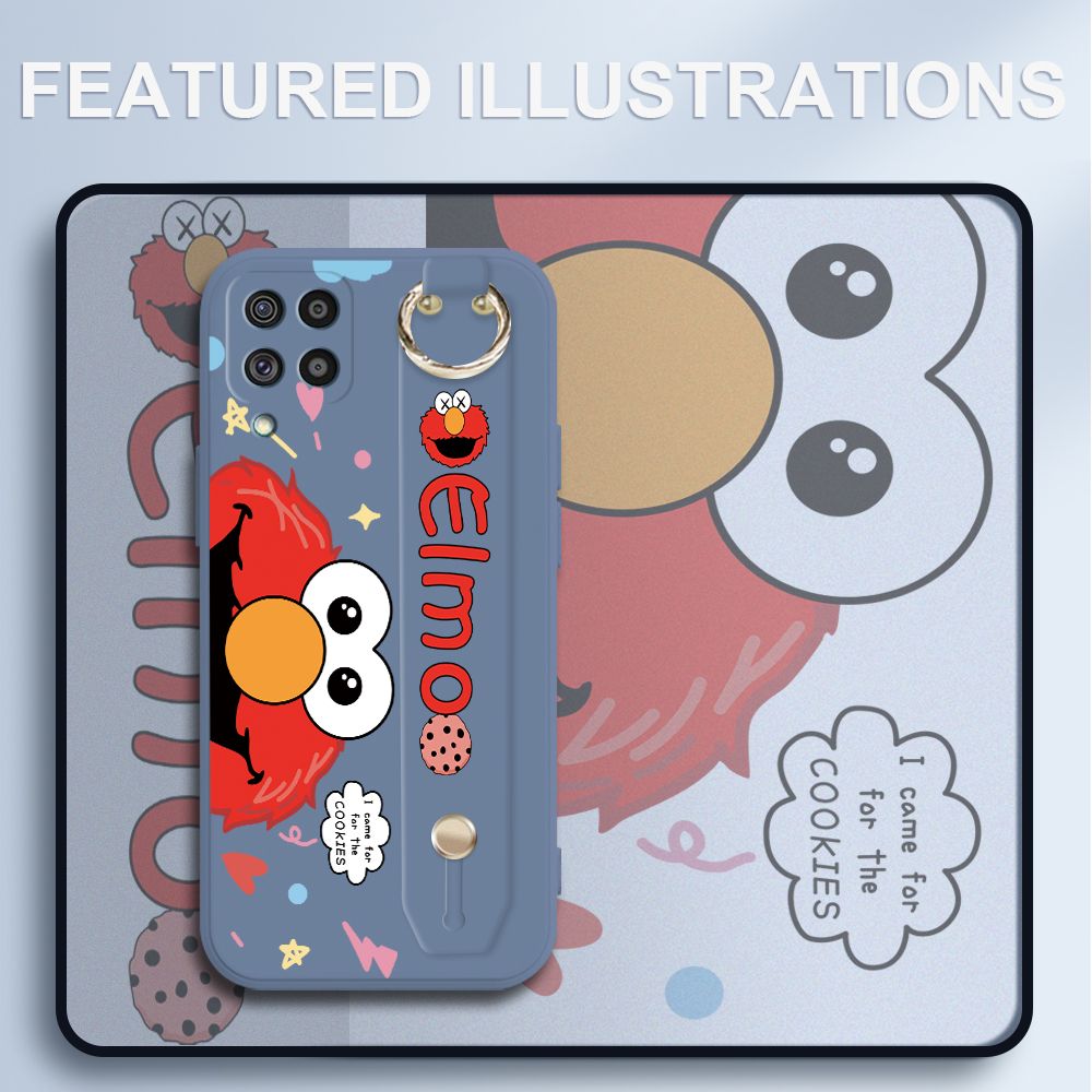 UCUC for Samsung Galaxy M62 Wrist Strap Case Creative Cartoon Red Haired Monster Cover Ultra Thin Anti Fall Liquid Silicone Phone Case