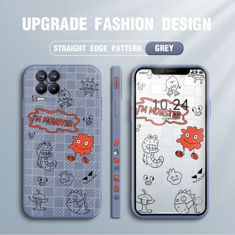 Jizetin for Realme 8 / Realme 8 Pro Pro Case Side Design Phone Cover Printed Text “I Am Monster ” Cover Square Edge Pattern Liquid Silicone Trend Case