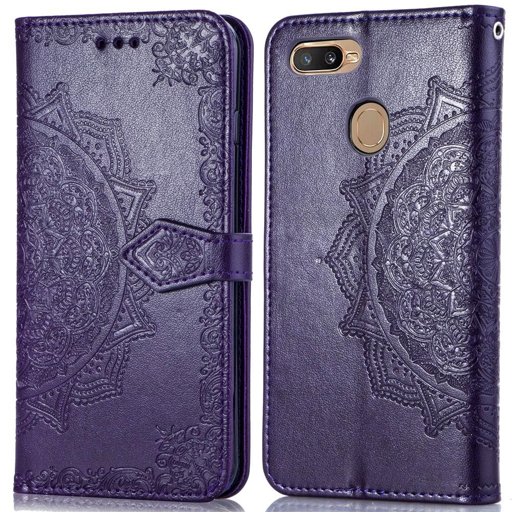 For OPPO F9 / F9 Pro Case, Luxury Mandala Wallet Case Slim 3D Relief Flower Flip Leather Magnetic Closure Protective Phone Casing Cover with Card Slots Stand