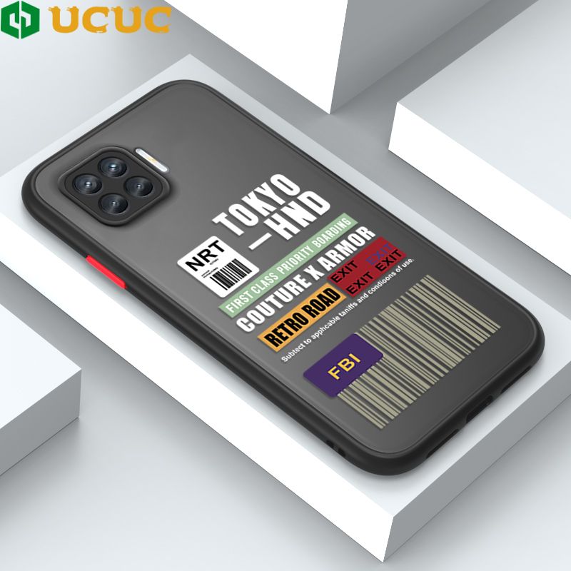 UCUC for OPPO F17 Pro / A93 2020 / Reno4 F Back Cover FBI Sticker Frosted Transparent Hard Phone Case Thin Shockproof Full Cover Camera Protect Case