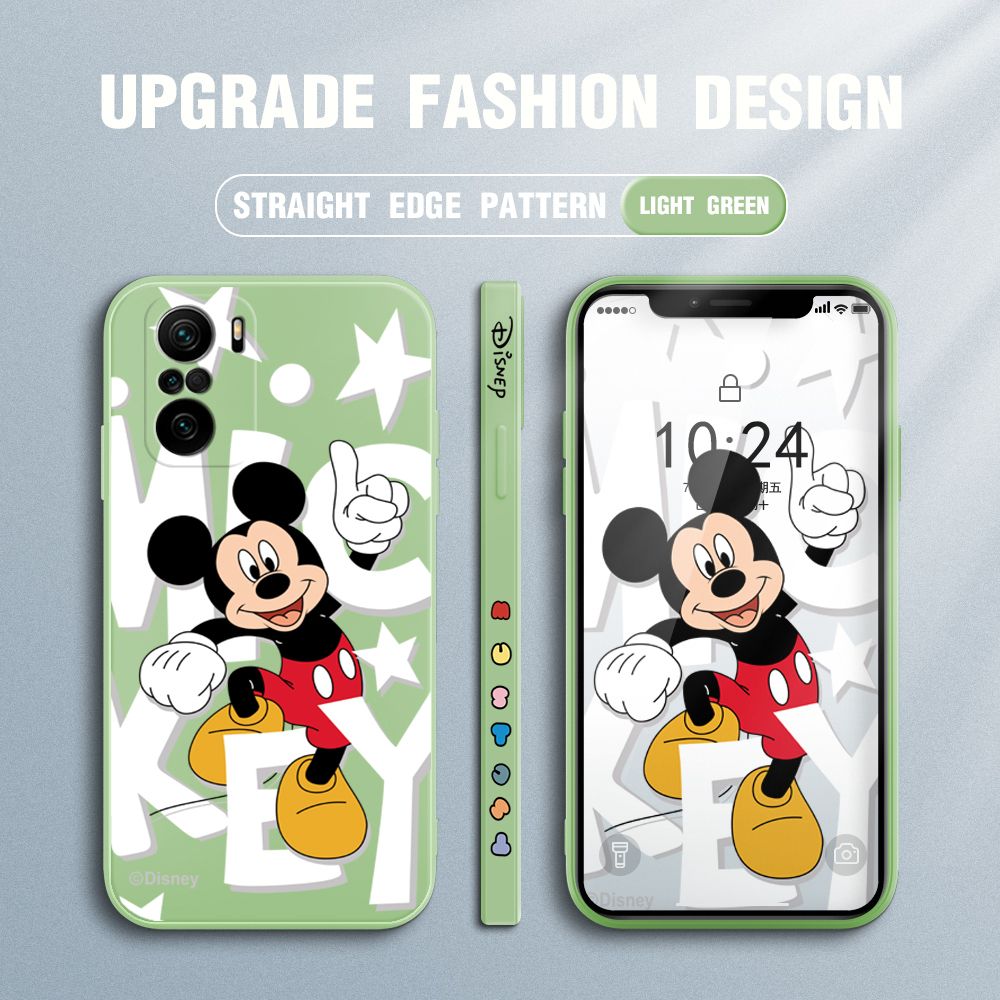 UCUC for Xiaomi Poco F3 / K40 / K40 Pro Back Cover Cute Cartoon Characters Ultra Thin Soft Luxury Square Multicolor Liquid Silicone Phone Case